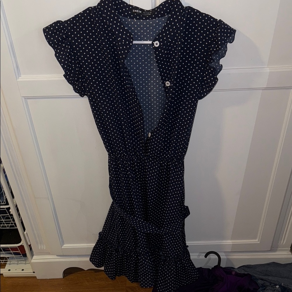 Navy polka dot dress